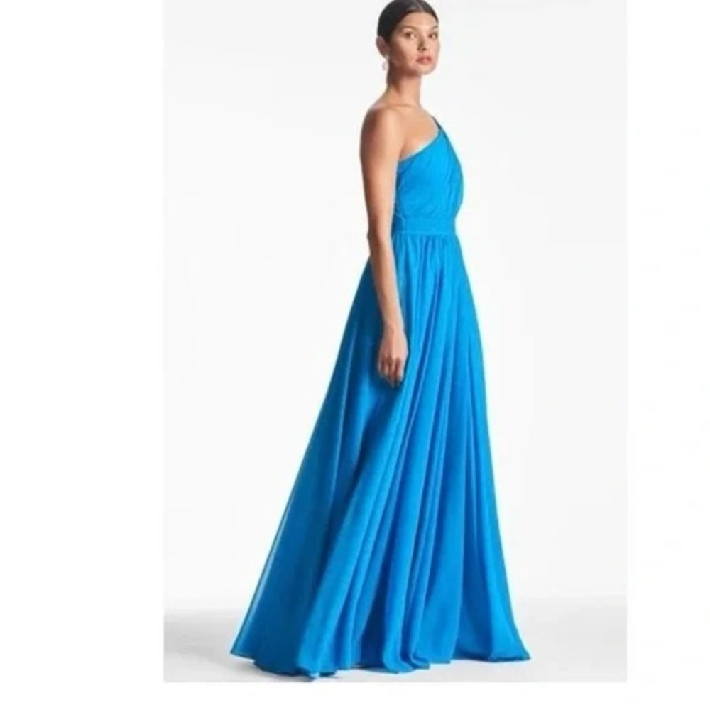 Sachin + Babi Makayla Embellished One-Shoulder Gown Azure Blue  Sz4 Ret$995 NWT